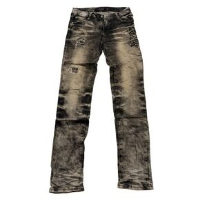 JLZ Jeans Womens‎ 28x31 Gray Acid Wash Straight Leg Distressed Rhinestone Denim